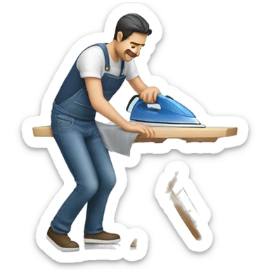 Man ironing jeans sticker