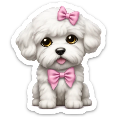 Schichon puppy pink bow sticker