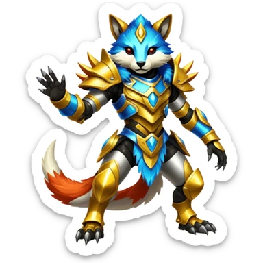 Shiny Epic Edgy Cool Colorful Vibrant Modern Vernid-Protogen-creature-animal, full body sticker