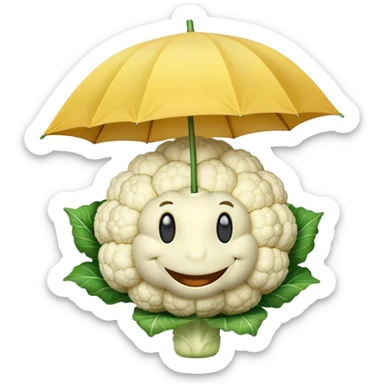 Smiling Cauliflower with an umbrella sticker