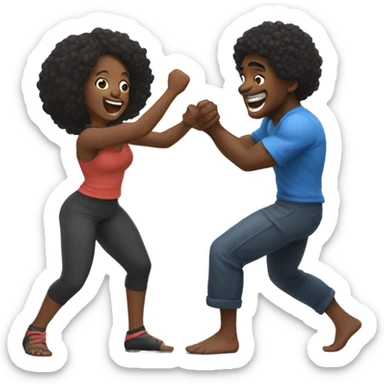 Black man play fighting black girl  sticker