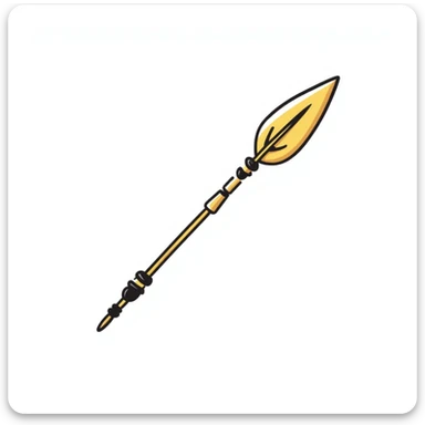 A golden spear, simple line drawing, no additional details, just the spear. sticker
