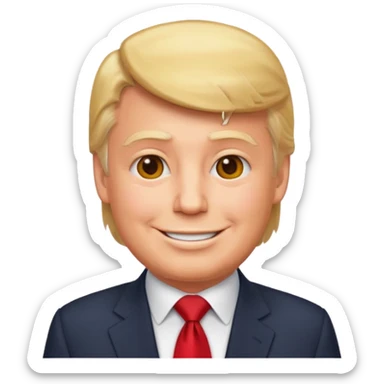 Donald Trump emoji style, smiling, light hair, red tie sticker