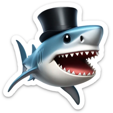 Shark with a top hat sticker