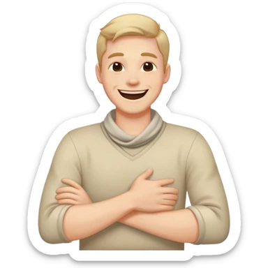 Men laughing well crossing arms around neck sticker