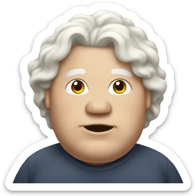 Obese man with white wavy hair. sticker