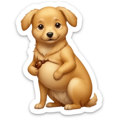 pregnant golden dog holding its belly sticker