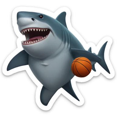 king shark from DC playing basketball sticker