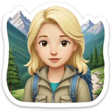 blonde backpacking girl in the mountains sticker