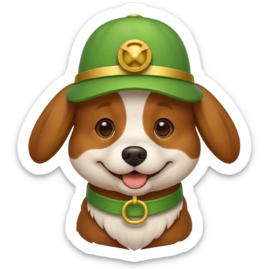 happy dog in a green propeller hat sticker