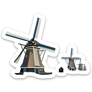 cinematic-realistic-kinderdijk-windmills-landmark-emoji,-showcasing-traditional-dutch-windmills-aligned-along-a-tranquil-canal,-with-lush-green-fields sticker