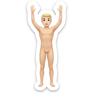 fullbody naked fit nude man hands up sticker