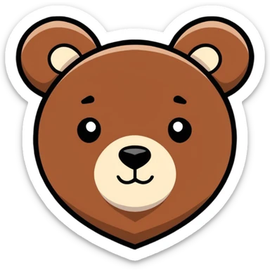 bear head with hearts around it sticker