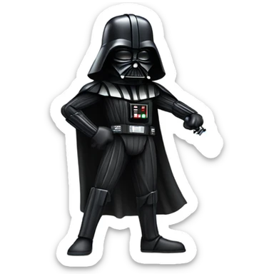 Darth Vader with a saber staff and a menacing look  sticker