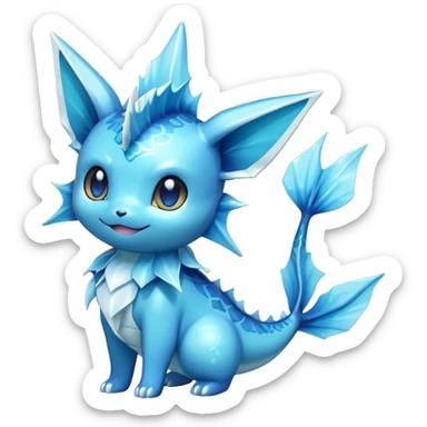 Kawaii Vaporeon water type Pokémon, full body sticker