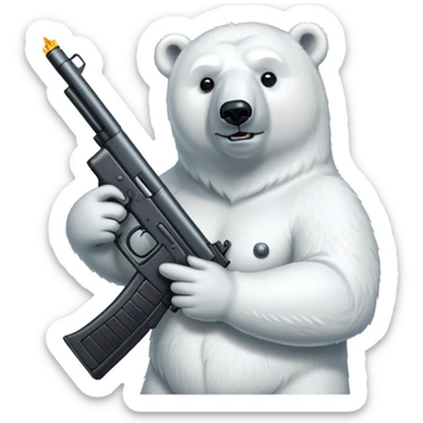 A polar bear with a gun sticker