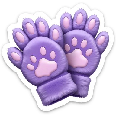 Pastel purple fuzzy cozy furry catty paw gloves  sticker