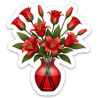 Minimalistic flat vector icon, iOS style, thin black contour on white background. Flower bouquet arranged in a simple vase. Clean, elegant, no text, no shadows.
 sticker