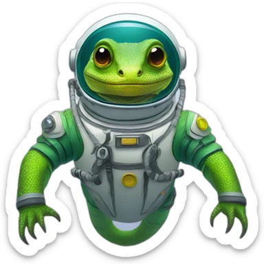 A lizard in an underwater spacesuit sticker