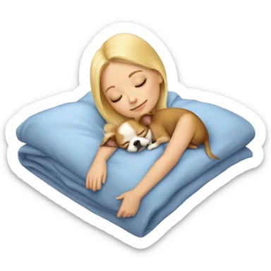 blonde girl sleeping with a chihuahua  sticker