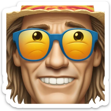 jim carrey beach shirt sun glasses sunscreen and beach hat just face sticker