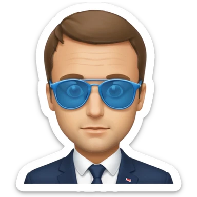 Emmanuel macron with blue sunglasses sticker