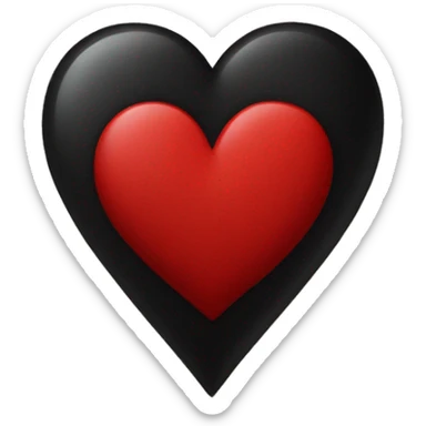 Half black and red heart sticker