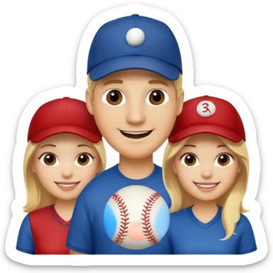 Two blonde women and a man with baseball cap on  sticker