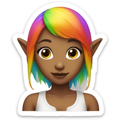rainbow hair elf girl sticker