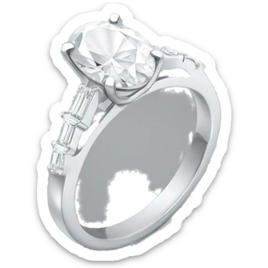 Oval diamond ring with silver band sticker