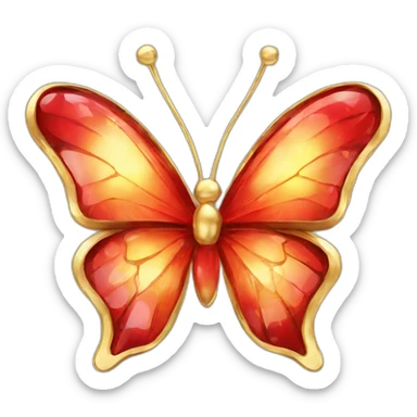 gold and red crystal butterfly jewel sticker