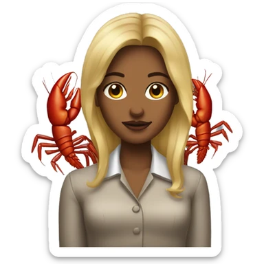 Woman with dirty blonde hair face on a crawfish sticker