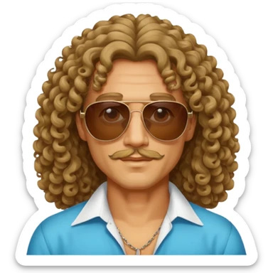 70s 80s men with long curly hair style  sticker