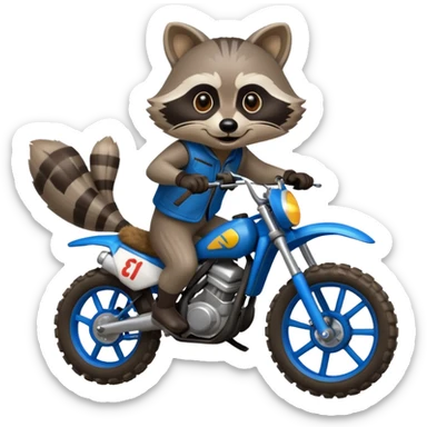 Raccoon riding a dirt bike sticker