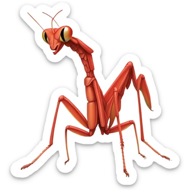 Red praying mantis sticker