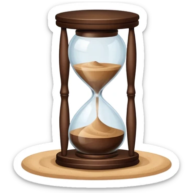 hourglass next to a coffee cup sticker