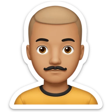buzz cut boy with  black moustache sticker