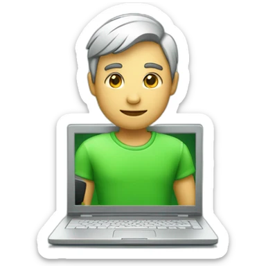 tecnico con una laptop y en su camisa que diga IP en color verde sticker