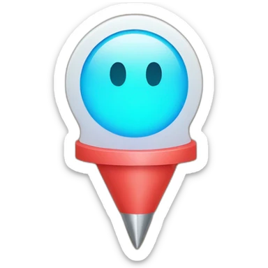 Create an oversized, shining pushpin on a digital notice board. sticker