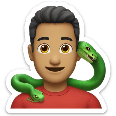 snake with black hair on the head and wearing a red shirt sticker
