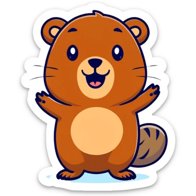 happy beaver with brown fur sticker