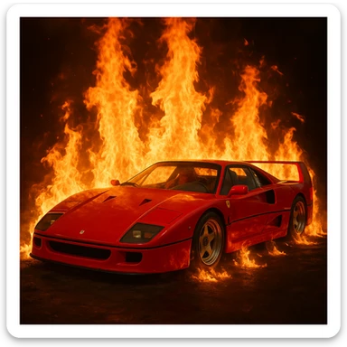 Ferrari F40 in fire sticker