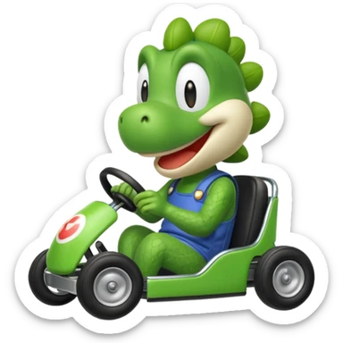 emoji of yoshi in mario kart sticker