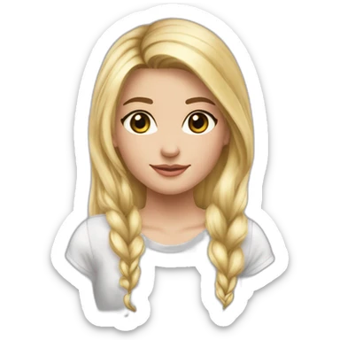 Fille cheveux blond long lise  foncé peau blanche jeans noir pull tie n die rose sticker