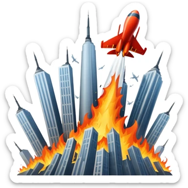plane crashing into towers  sticker