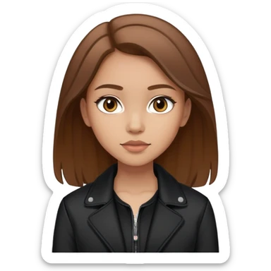 Light-skinned girl with brown hair wearing black jacket sticker