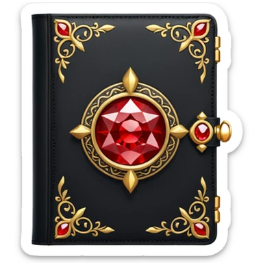 Magic black book with red gem in center sticker