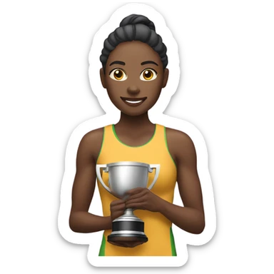 athlete woman with trophy sticker