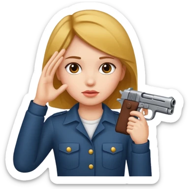 Girl holding a gun hand to head not real gun but made with a hand sticker