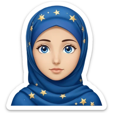 Turkish beautiful finish Konya girl blue eyes with starry night hijab and looking at the starry sky on night  sticker